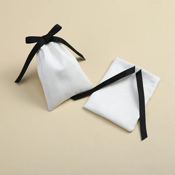 10pcs White Flannel Velvet Drawstring Pouches Wedding Jewelry Gift Bags DIY Travel Bracelets Necklace Ring Packaging Organizer MRLOUIS