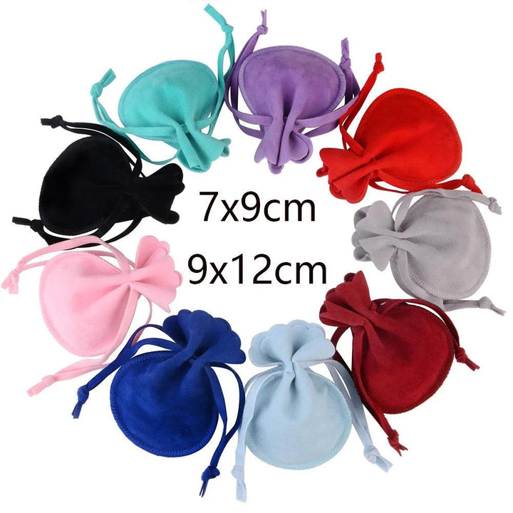 7x9cm 10pcs/lot Round Drawstring Velvet Gifts Bag Soft Jewelry Packaging Wedding/Christmas Candy Jewelry Pouches Wholesale MRLOUIS