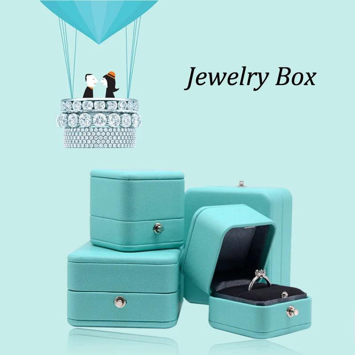 No logo New Romantic Blue Leather Jewelry Display Ring Box Gift Packaging Storage Jewellery Organizer for Wedding Propose MRLOUIS