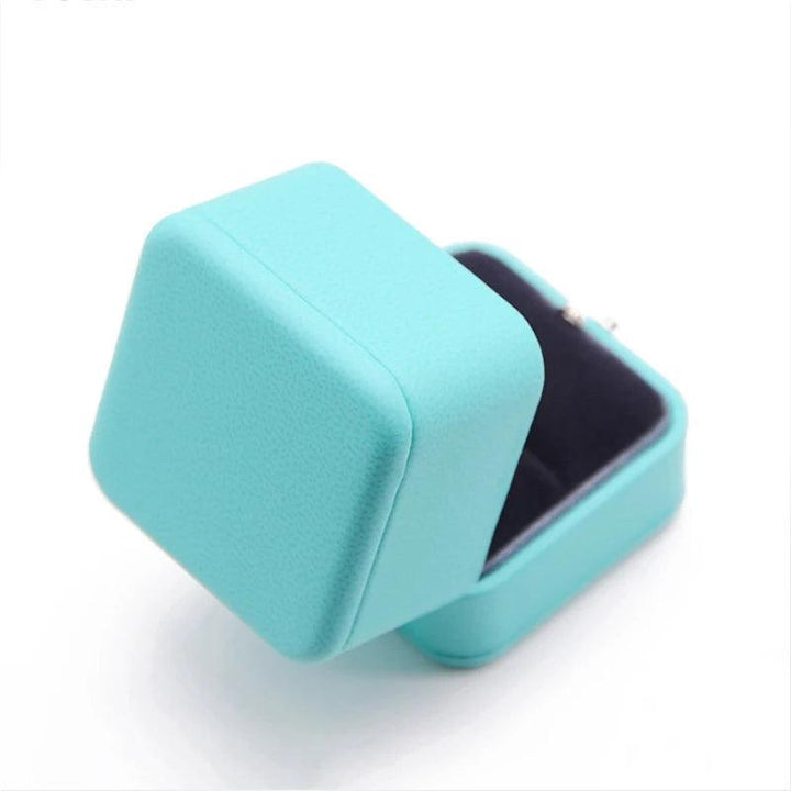 No logo New Romantic Blue Leather Jewelry Display Ring Box Gift Packaging Storage Jewellery Organizer for Wedding Propose MRLOUIS