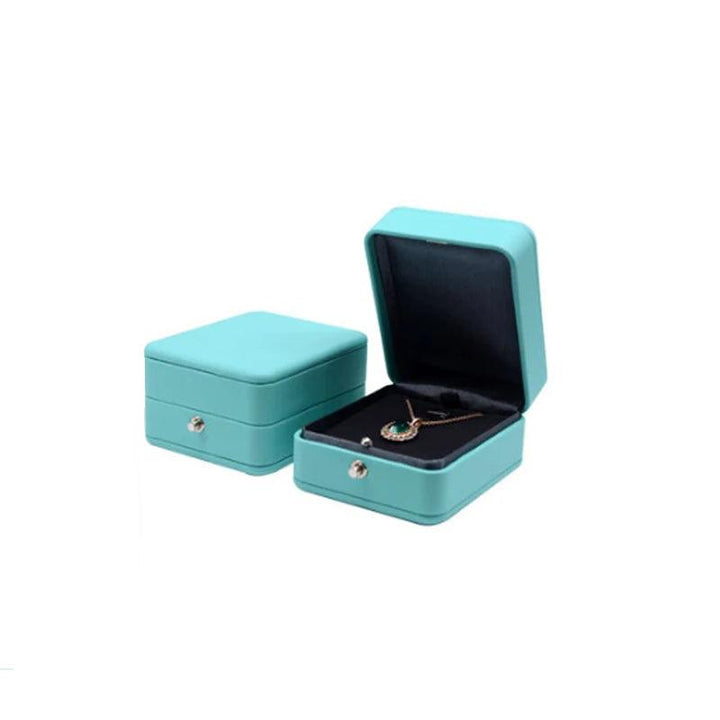 No logo New Romantic Blue Leather Jewelry Display Ring Box Gift Packaging Storage Jewellery Organizer for Wedding Propose MRLOUIS