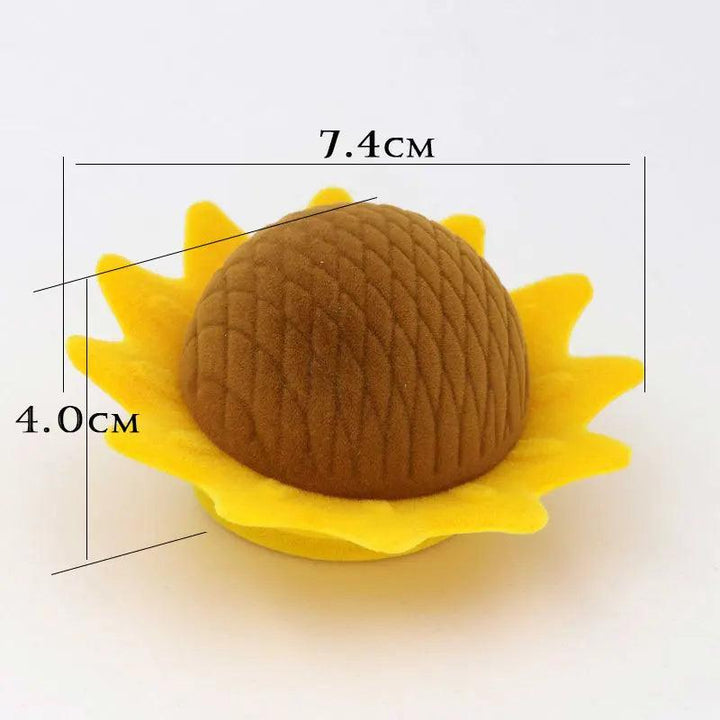 Lovely Yellow Sunflower Packaging Gift Jewelry Box Trinket Velvet Ring Earring Necklace Wedding Storage Display Holder Wholesale MRLOUIS