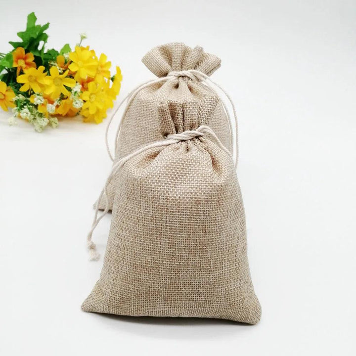 10pcs Jute Linen Bags For Jewelry Display Drawstring Pouch Gift Box Packaging Bags For Gift Bag Wedding/Christmas Burlap Bag Diy MRLOUIS