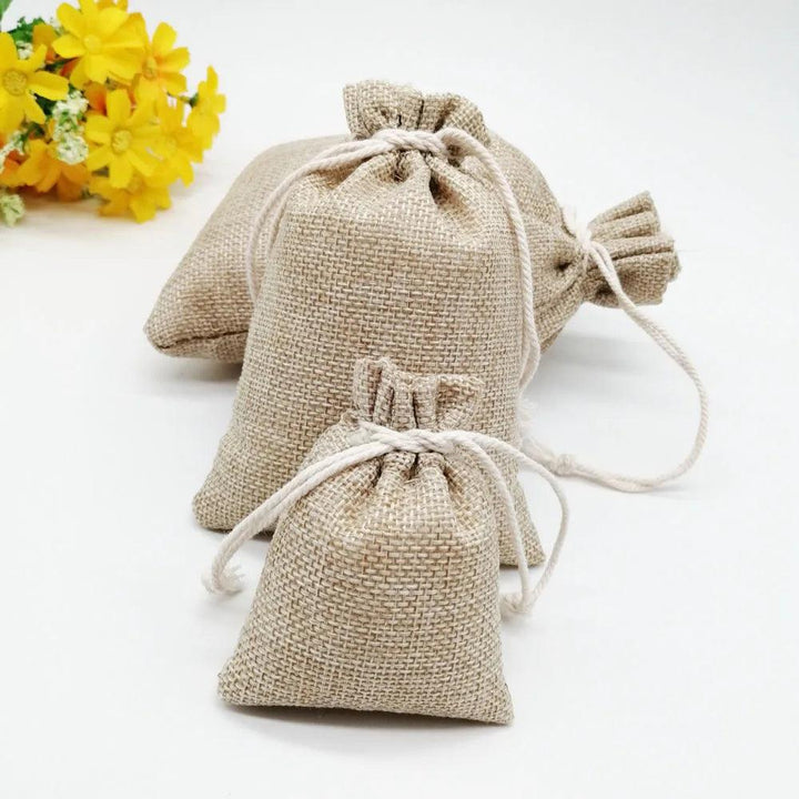 10pcs Jute Linen Bags For Jewelry Display Drawstring Pouch Gift Box Packaging Bags For Gift Bag Wedding/Christmas Burlap Bag Diy MRLOUIS