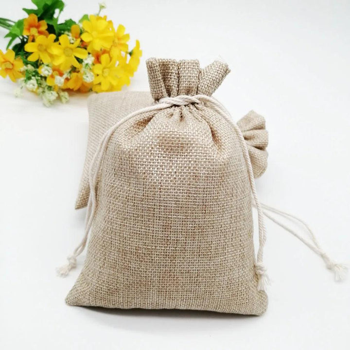 10pcs Jute Linen Bags For Jewelry Display Drawstring Pouch Gift Box Packaging Bags For Gift Bag Wedding/Christmas Burlap Bag Diy MRLOUIS