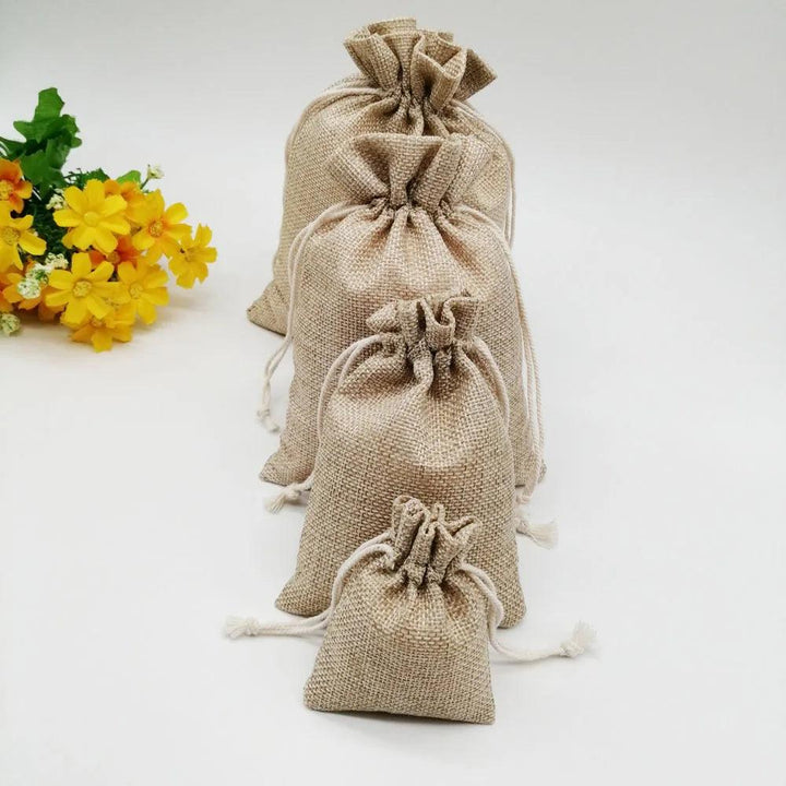 10pcs Jute Linen Bags For Jewelry Display Drawstring Pouch Gift Box Packaging Bags For Gift Bag Wedding/Christmas Burlap Bag Diy MRLOUIS