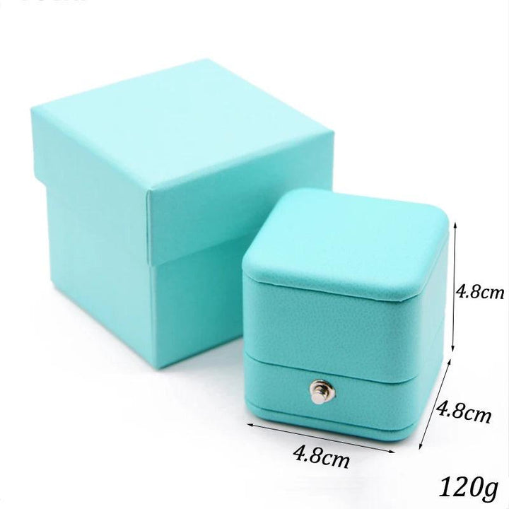 No logo New Romantic Blue Leather Jewelry Display Ring Box Gift Packaging Storage Jewellery Organizer for Wedding Propose MRLOUIS