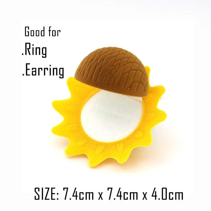 Lovely Yellow Sunflower Packaging Gift Jewelry Box Trinket Velvet Ring Earring Necklace Wedding Storage Display Holder Wholesale MRLOUIS