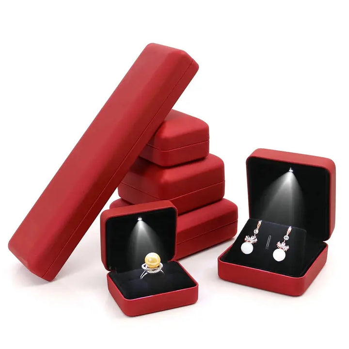 Engagement Ring Earrings Box For Women Jewelry Pendant Box with LED Light Bracelet Jewellery Case Wedding Necklace Display Case MRLOUIS