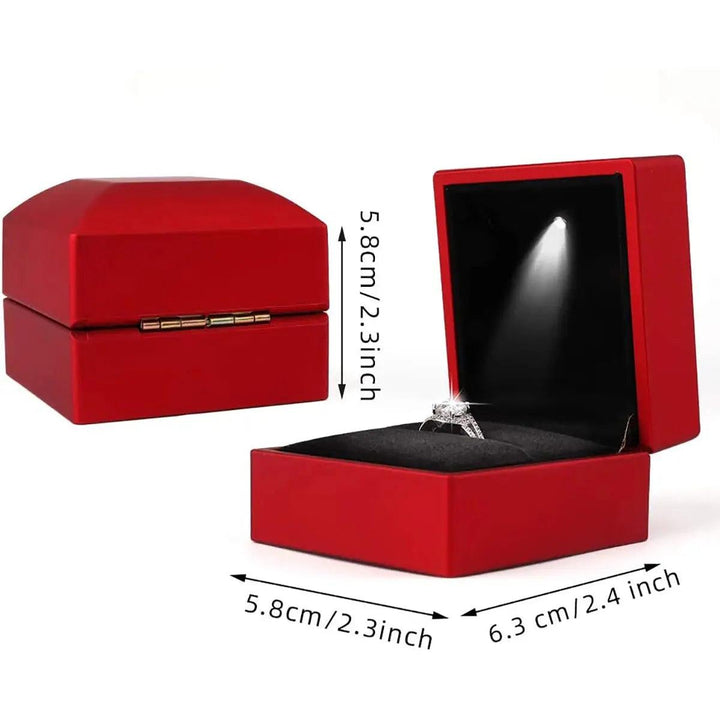 Ring Box Led Light Proposal Engagement Ring Boxes Jewelry Gift Box Red Wine Ring Case For Wedding Valentine'S Day Anniversary MRLOUIS