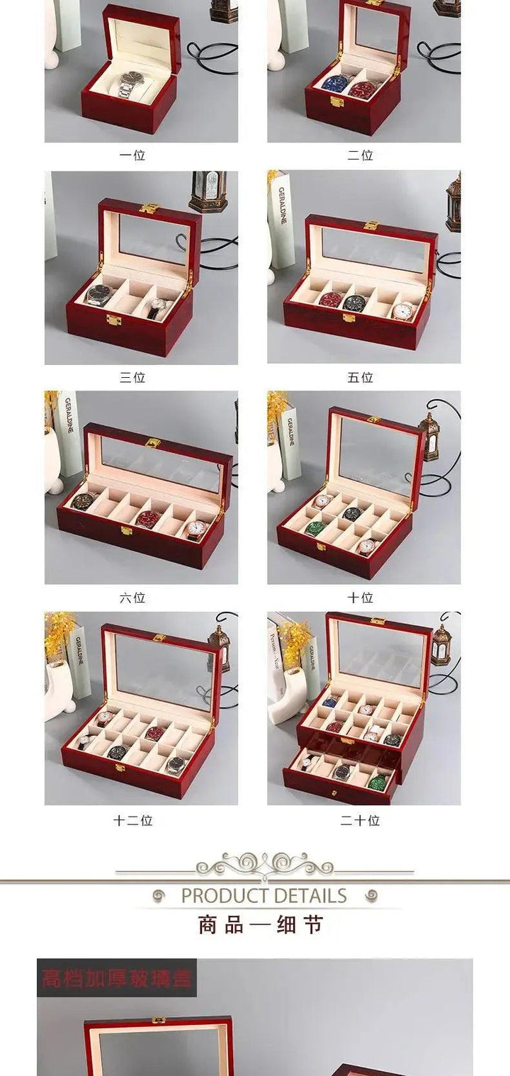 Wooden Watch Box 1/2/3/5/6/10/12 Slot Watch Gift Box Watch Storage Travel Case Organizer Men Jewellery Box Piano-bake-paint - MRLOUIS