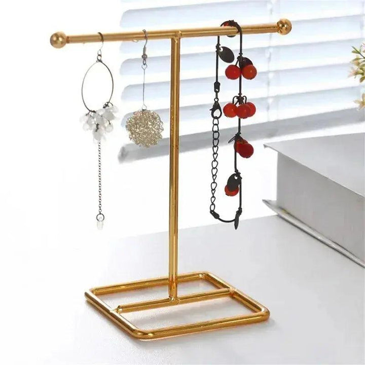 T-Bar Creative Wrought Iron Jewelry Rack Ring Earrings Necklace Hanger Storage Rack Jewelry Prop Display Stand Earring Organizer - MRLOUIS