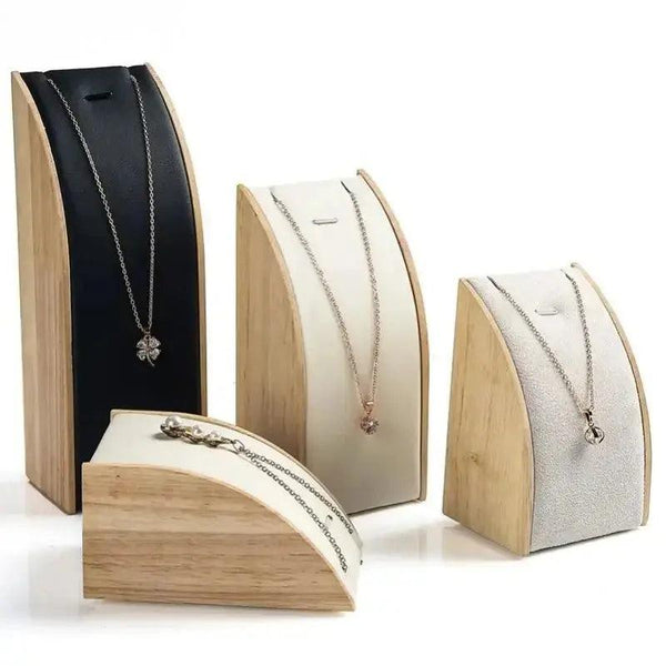 New solid wood necklace display stand jewelry rack pendant holder curved jewelry display props jewelry packaging - MRLOUIS