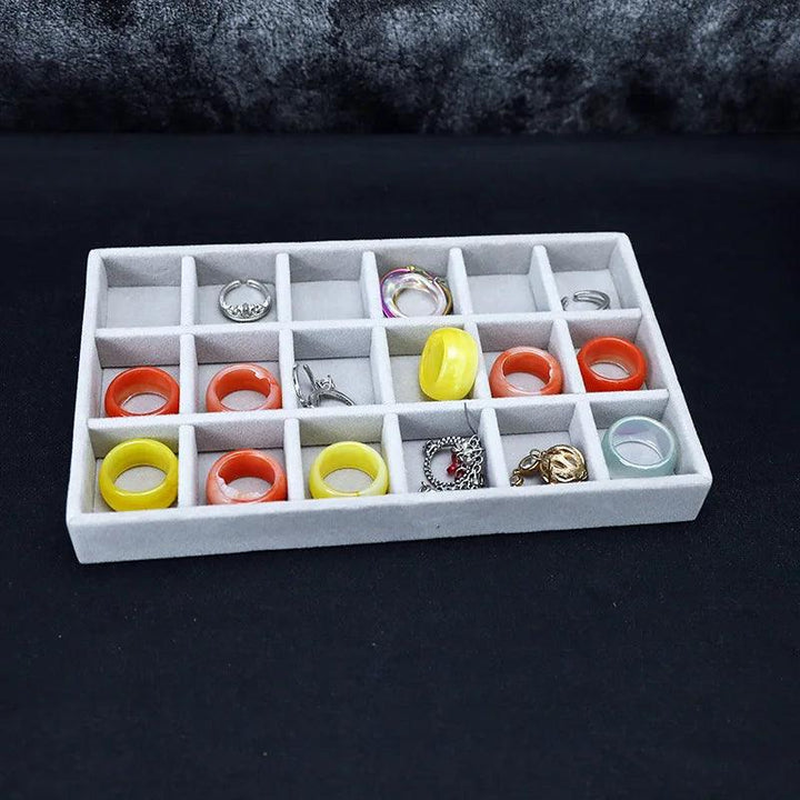 Grey Flannel Jewelry Storage Box Household Drawer Earrings Necklace Ring Tray Head Rope Ear Clip Display Storage Tray Box New MRLOUIS