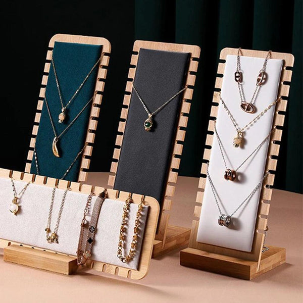 Bamboo Jewelry Display Stand Necklace Display Stand Wooden Multiple Necklace Easel Showcase Display Holder for Necklaces MRLOUIS