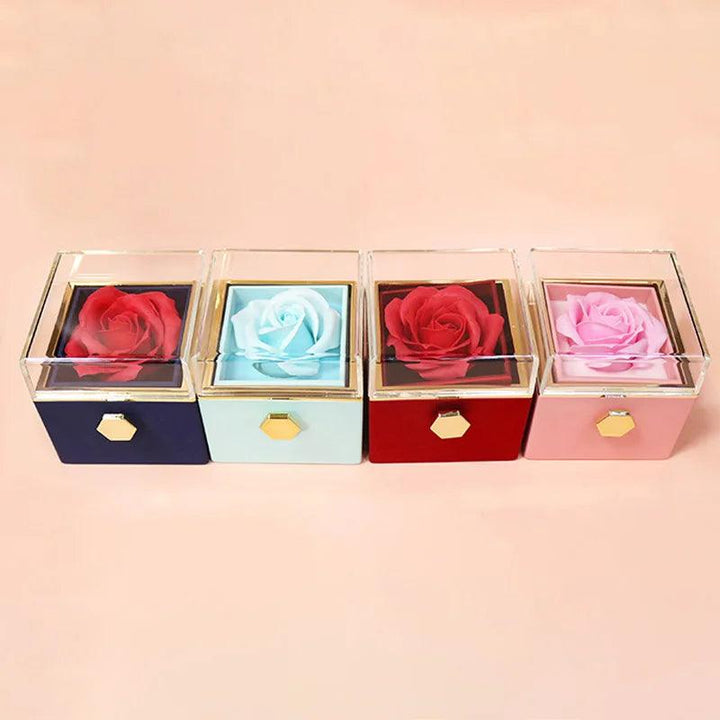 Rotation Rose Jewelry Gift Boxes Valentine's Day Marriage Acrylic Ring Boxes Necklace Storage Rose Jewelry Display Rack MRLOUIS