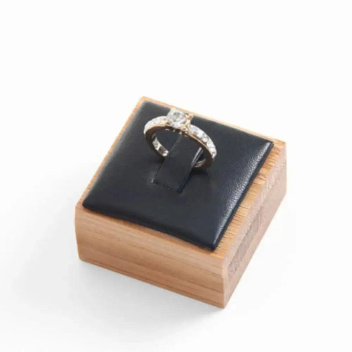 Market Jewelry Display Solid Color Travel Wedding Ring Box Wooden Jewelry Show Props Ring Holder Case Earrings Rings Organizer - MRLOUIS