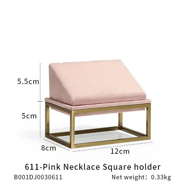 Pink Color Jewelry Shop Window Display Stand Metal Necklace Holder Earring Organizer Pendant Show Rack Bust Photo Props - MRLOUIS