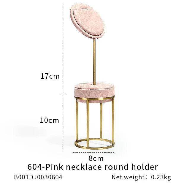 Pink Color Jewelry Shop Window Display Stand Metal Necklace Holder Earring Organizer Pendant Show Rack Bust Photo Props - MRLOUIS