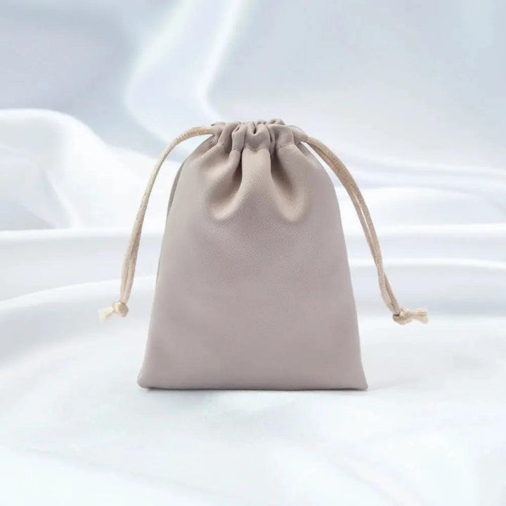 50pcs Custom Logo Drawstring Gift Bags Jewelry Organizer Small Pouches 7X9cm Silk Satin Ring Earrings Wedding Favor Candy Bag - MRLOUIS