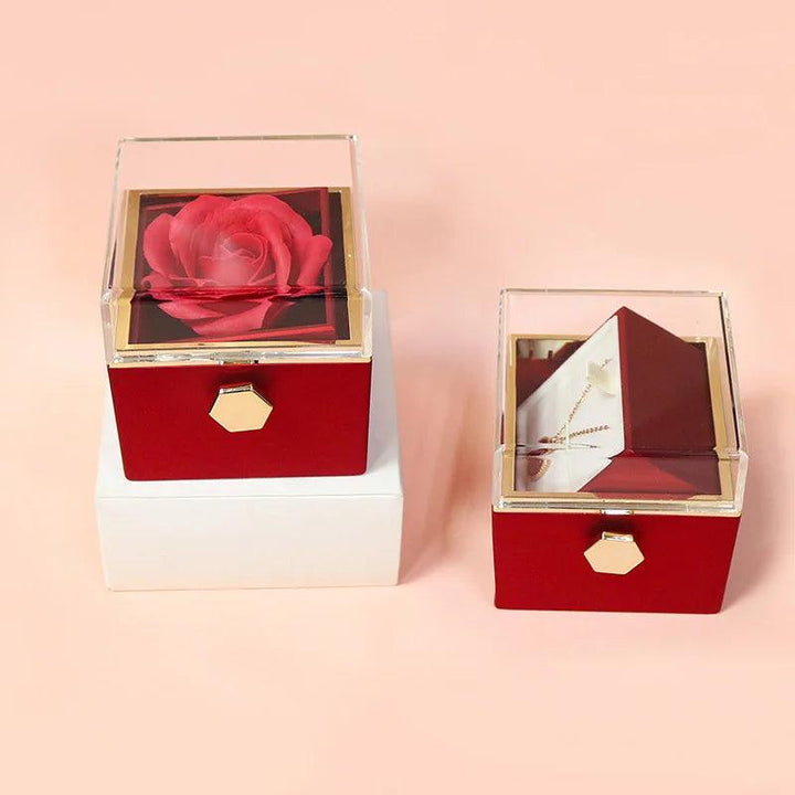 Rotation Rose Jewelry Gift Boxes Valentine's Day Marriage Acrylic Ring Boxes Necklace Storage Rose Jewelry Display Rack MRLOUIS