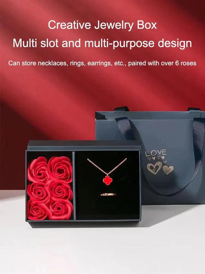 Rose Gift Box Eternal Flower Ring,Pendant,Earrings,Necklace,Jewelry Box 6 Valentine's Day Rose Gift Box Packaging Box Jewelry St - MRLOUIS