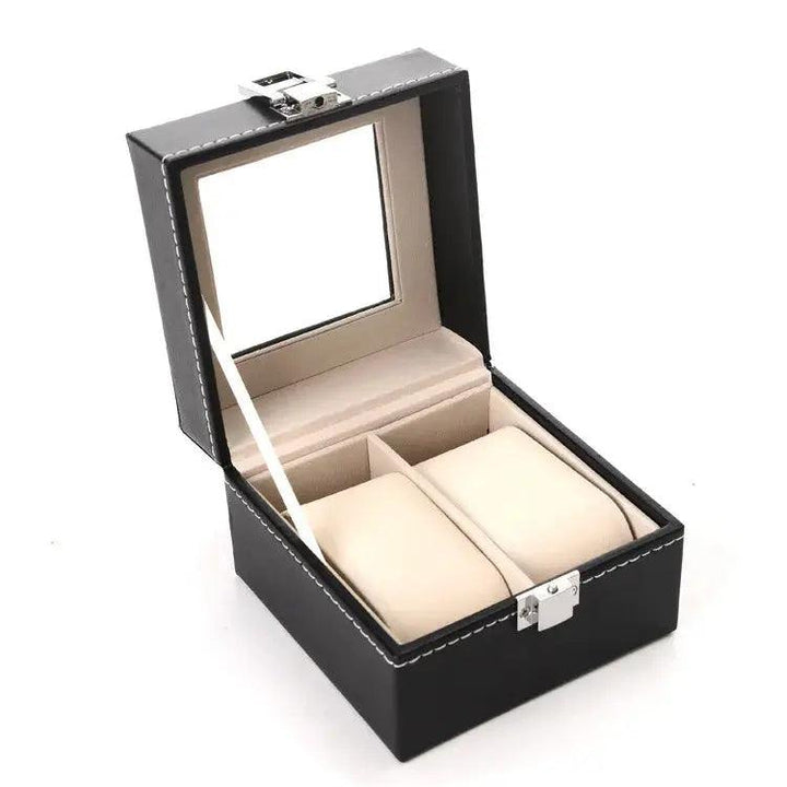 Hot Sale PU Leather Display Storage Collection Organizer watch box Case With Glass Top Slot Men Watch Bracket Display Box Gifts - MRLOUIS