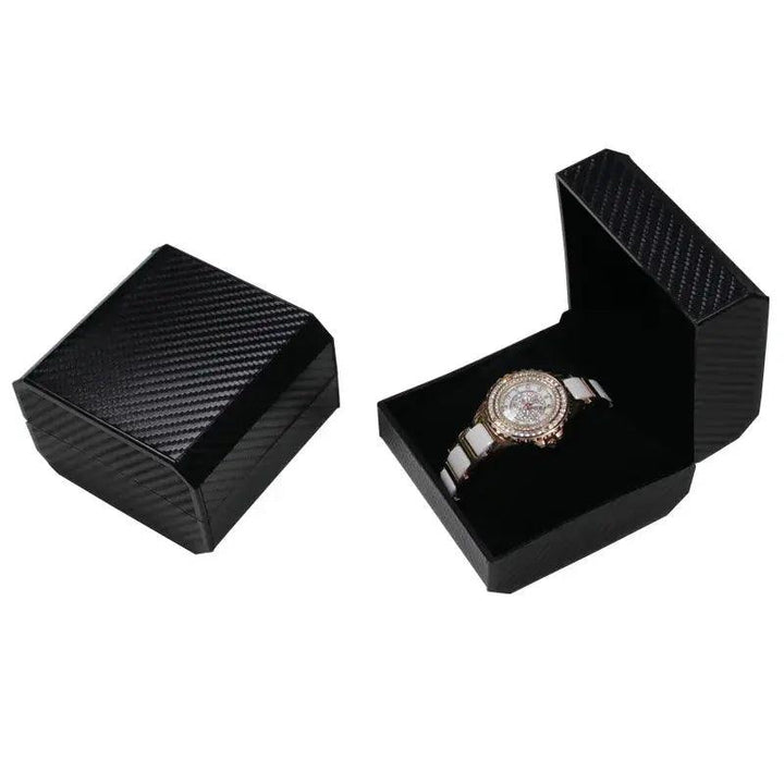 Black Single Watch Gift Box with Pillow PU Leather Wristwatch Display Case Organizer for Men - MRLOUIS