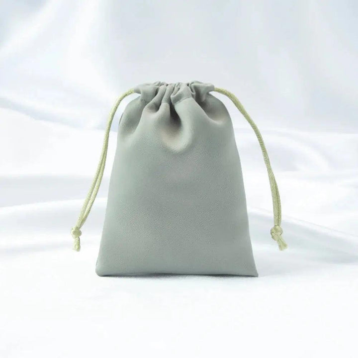 50pcs Custom Logo Drawstring Gift Bags Jewelry Organizer Small Pouches 7X9cm Silk Satin Ring Earrings Wedding Favor Candy Bag - MRLOUIS