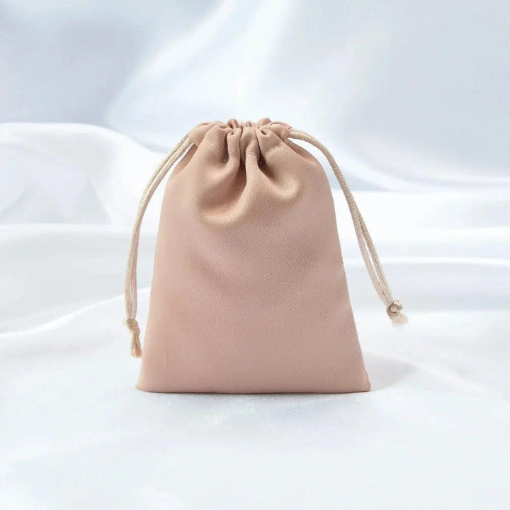 50pcs Custom Logo Drawstring Gift Bags Jewelry Organizer Small Pouches 7X9cm Silk Satin Ring Earrings Wedding Favor Candy Bag - MRLOUIS