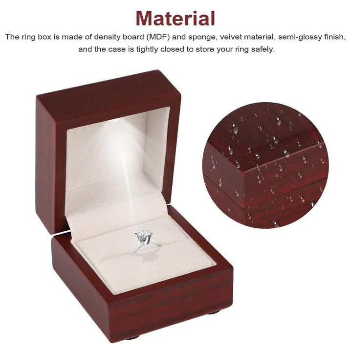 Wooden Jewelry Box Wedding Ring Boxes Earring Rings Case Jewelry Organizer Luxury Jewelry Gift Holder With Led Light 65x60x52mm MRLOUIS