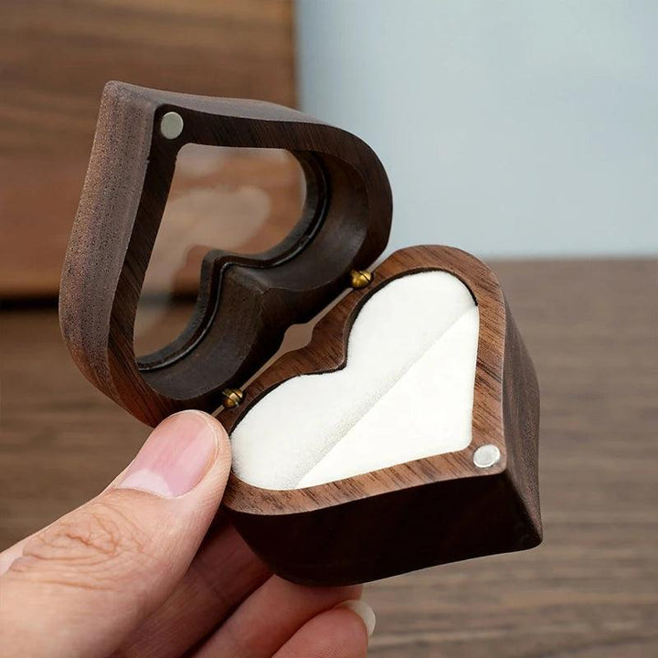 Heart-shaped Solid Ring Box Jewelry Storage Bag Wooden Gift Box Proposal Engagement Wedding Ceremony Birthday Gift MRLOUIS