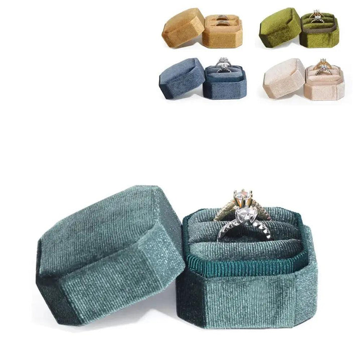 High-quality Exquisite Wedding Durable Double Ring Storage Box Velvet Jewelry Box Ring Display Box With Detachable Lid MRLOUIS