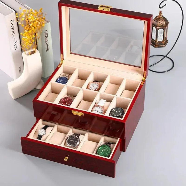 Wooden Watch Box 1/2/3/5/6/10/12 Slot Watch Gift Box Watch Storage Travel Case Organizer Men Jewellery Box Piano-bake-paint - MRLOUIS