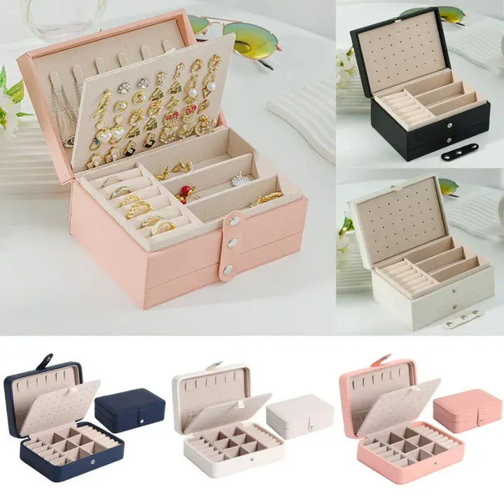 Fashion PU Leather Jewellery Storage Boxes Portable Travel Jewelry Box Necklace Earrings Ring Jewelry Organizer Display Case MRLOUIS