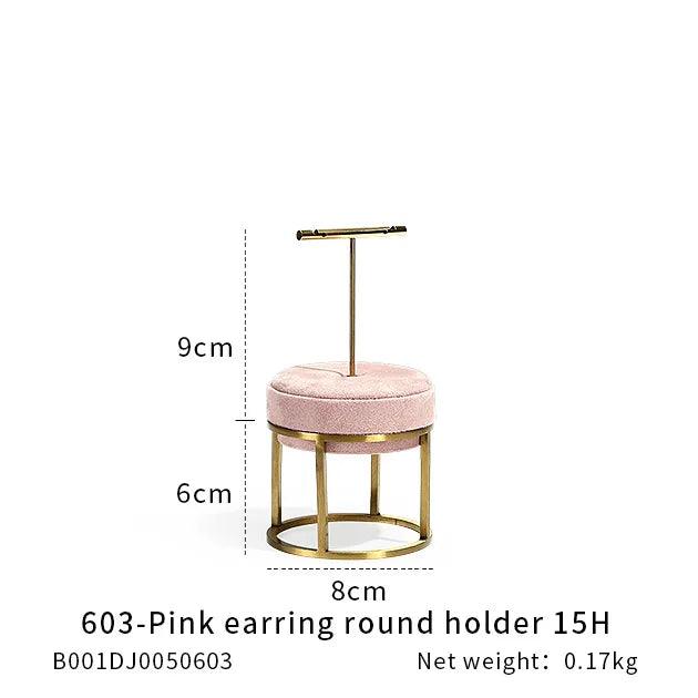 Pink Color Jewelry Shop Window Display Stand Metal Necklace Holder Earring Organizer Pendant Show Rack Bust Photo Props - MRLOUIS