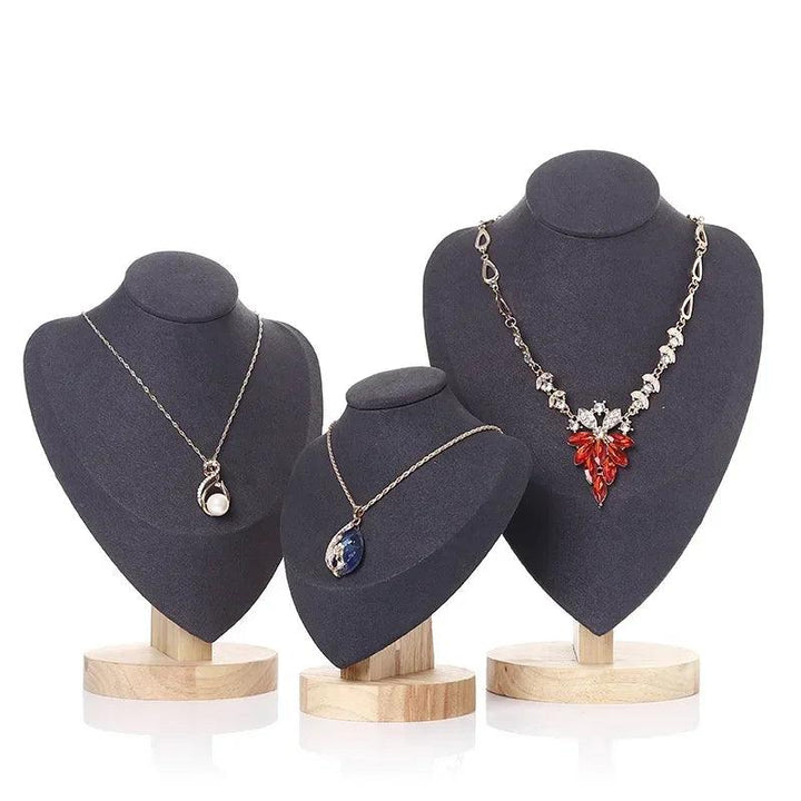 Model Bust Show Exhibitor Velvet Jewelry Display Necklace Pendants Mannequin Jewelry Stand Organizer 3 Colors MRLOUIS