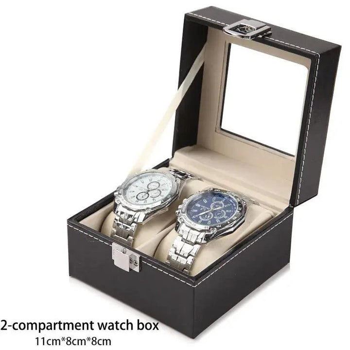 Hot Sale PU Leather Display Storage Collection Organizer watch box Case With Glass Top Slot Men Watch Bracket Display Box Gifts - MRLOUIS