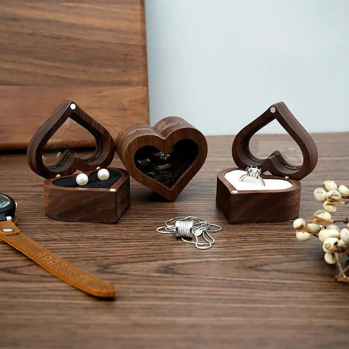 Heart-shaped Solid Ring Box Jewelry Storage Bag Wooden Gift Box Proposal Engagement Wedding Ceremony Birthday Gift MRLOUIS