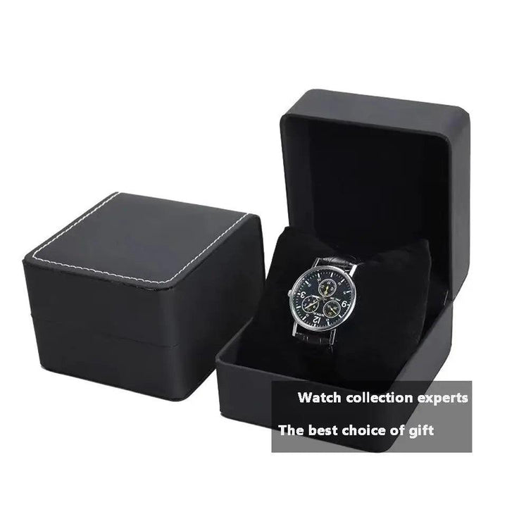 Black Single Watch Gift Box with Pillow PU Leather Wristwatch Display Case Organizer for Men - MRLOUIS