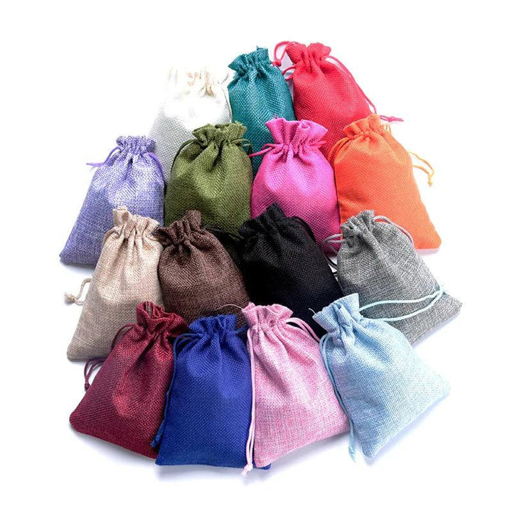 50pcs Gift Bag Vintage Style Natural Burlap Linen Jewelry Travel Storage Pouch Mini Candy Jute Packing Bags christmas gift box MRLOUIS