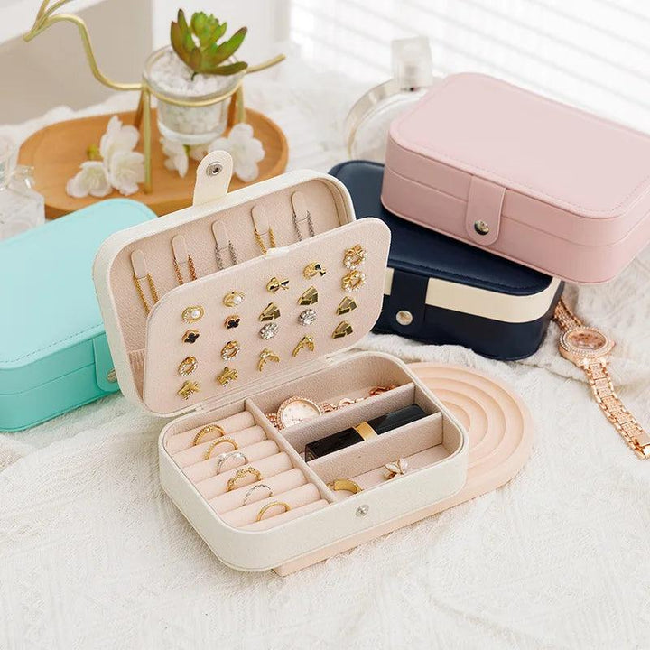 Portable Jewelry Storage Box Travel Organizer Jewelry Case Leather Storage Earrings Necklace Ring Jewelry Organizer Display MRLOUIS