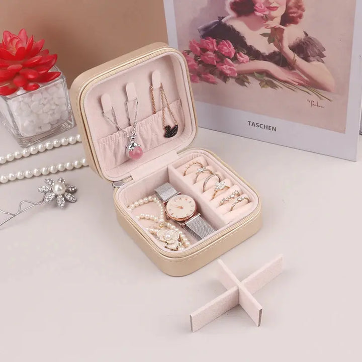 Portable Jewelry Storage Box Travel Organizer Jewelry Case PU Leather Storage Earrings Necklace Ring Jewelry Organizer Display MRLOUIS