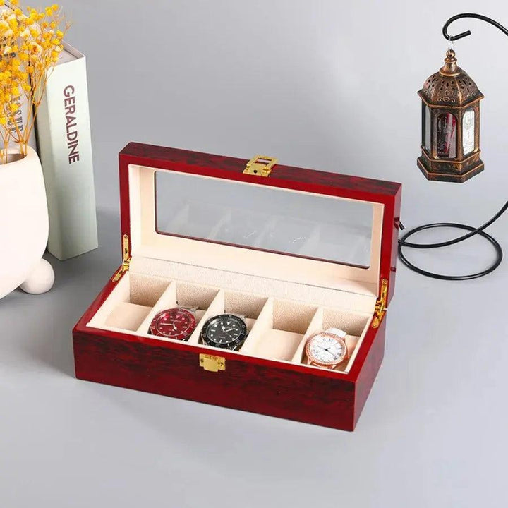 Wooden Watch Box 1/2/3/5/6/10/12 Slot Watch Gift Box Watch Storage Travel Case Organizer Men Jewellery Box Piano-bake-paint - MRLOUIS