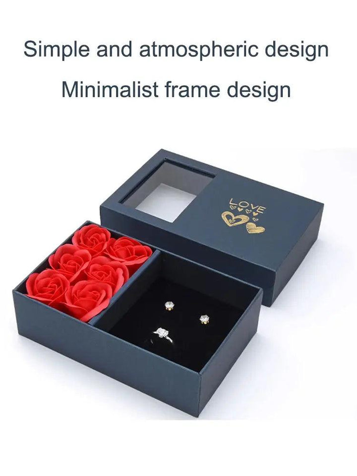 Rose Gift Box Eternal Flower Ring,Pendant,Earrings,Necklace,Jewelry Box 6 Valentine's Day Rose Gift Box Packaging Box Jewelry St - MRLOUIS