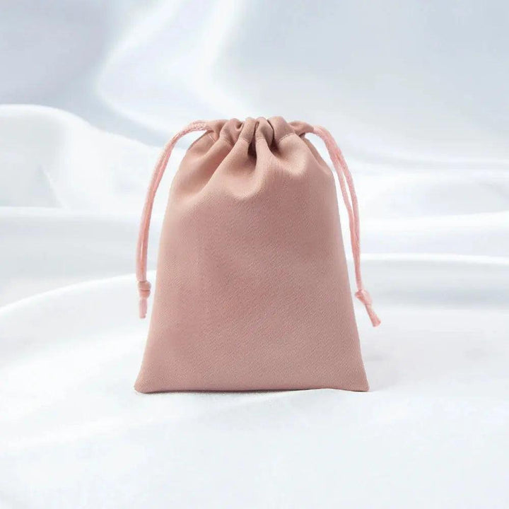 50pcs Custom Logo Drawstring Gift Bags Jewelry Organizer Small Pouches 7X9cm Silk Satin Ring Earrings Wedding Favor Candy Bag - MRLOUIS