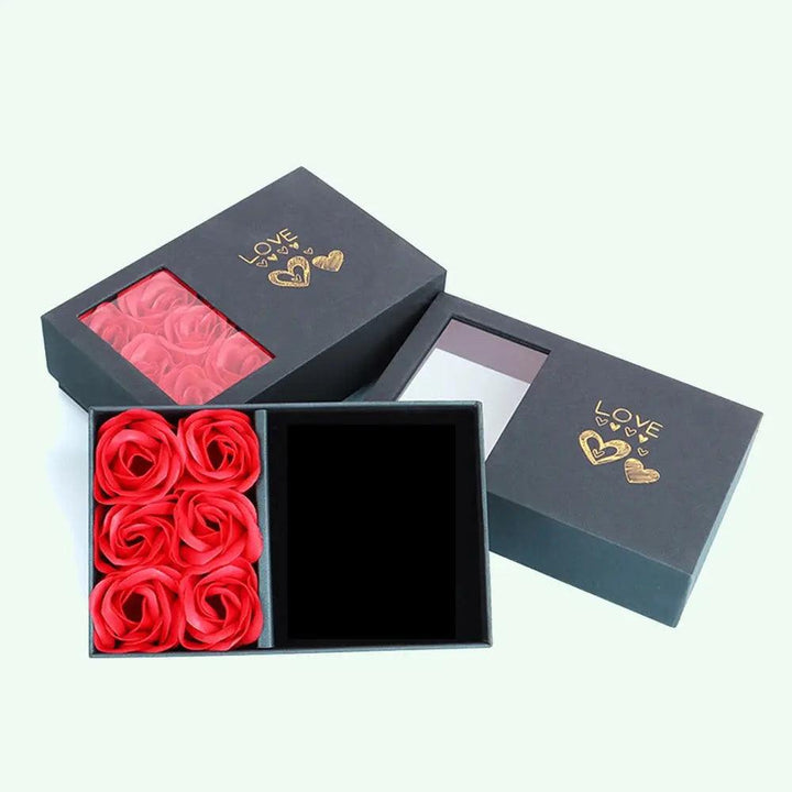 Rose Gift Box Eternal Flower Ring,Pendant,Earrings,Necklace,Jewelry Box 6 Valentine's Day Rose Gift Box Packaging Box Jewelry St - MRLOUIS