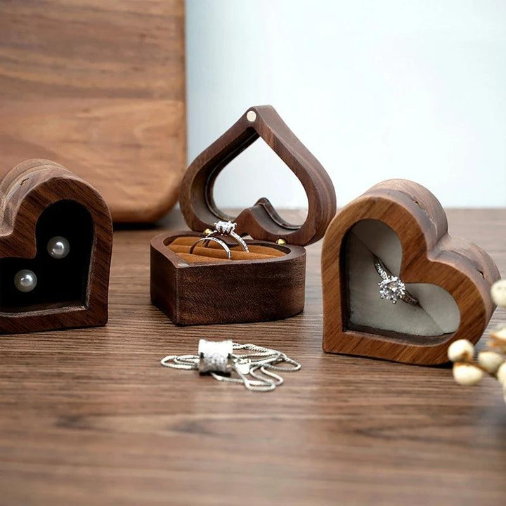 Heart-shaped Solid Ring Box Jewelry Storage Bag Wooden Gift Box Proposal Engagement Wedding Ceremony Birthday Gift MRLOUIS