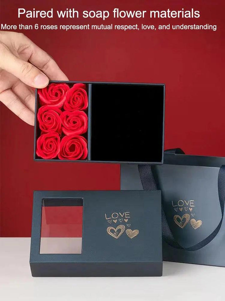 Rose Gift Box Eternal Flower Ring,Pendant,Earrings,Necklace,Jewelry Box 6 Valentine's Day Rose Gift Box Packaging Box Jewelry St - MRLOUIS