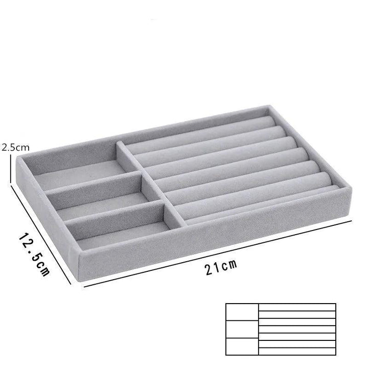 Grey Flannel Jewelry Storage Box Household Drawer Earrings Necklace Ring Tray Head Rope Ear Clip Display Storage Tray Box New MRLOUIS